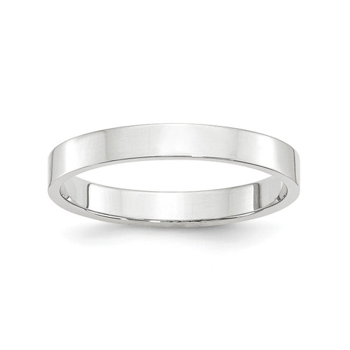 14k White Gold Unisex Polished Lightweight 3mm Flat Wedding Band Sizes 4 to 14