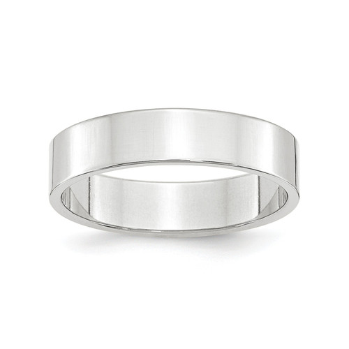 14k White Gold Unisex Polished Lightweight 5mm Flat Wedding Band Sizes 4 to 14