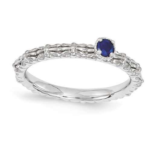 Sterling Silver Stackable Expressions Created Sapphire Single Stone Ring Sz 5-10 - QSK1590