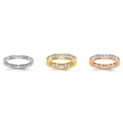 14k Gold Princess Cut Diamond Eternity Wedding Band Size 4 to 9 | 1 Ct. to 3 Ct.