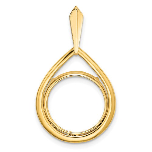 14k Yellow Gold Teardrop Coin Bezel Pendant Prong Mounting - For Various Coins