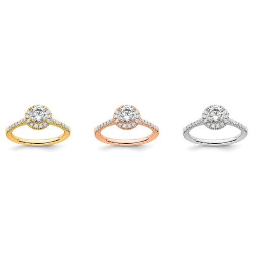 14k Gold 1/2 Ct. Solitaire Lab Grown Diamond Halo Round Engagement Ring 0.78 Ct.