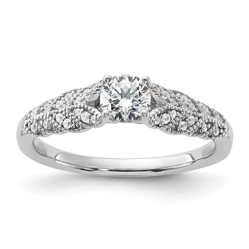 White Gold Solitaire Lab Grown Diamond Milgrain Floral Engagement Ring 1/2 Ct.