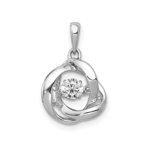 14k White Gold Solitaire Lab Grown Diamond Love Knot Vibrant Pendant 1/4 Ct.