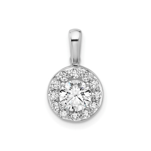 14k White Gold Solitaire Lab Grown Diamond Tiered Halo Pendant 1/2 Ct. to 1 Ct.