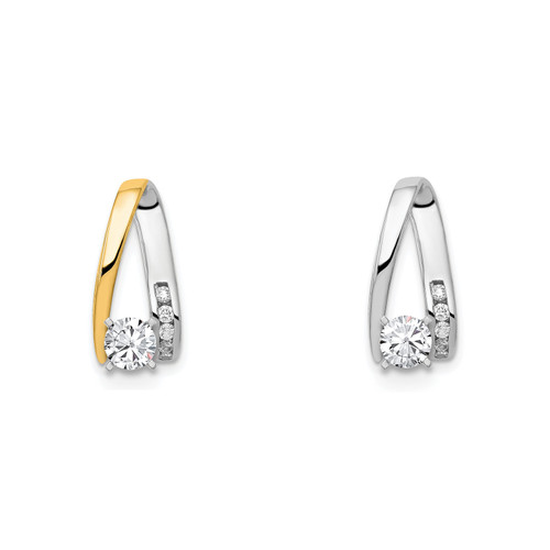 14k Gold Solitaire Lab Grown Diamond Wishbone Chain Slide Split Pendant 5/8 Ct.