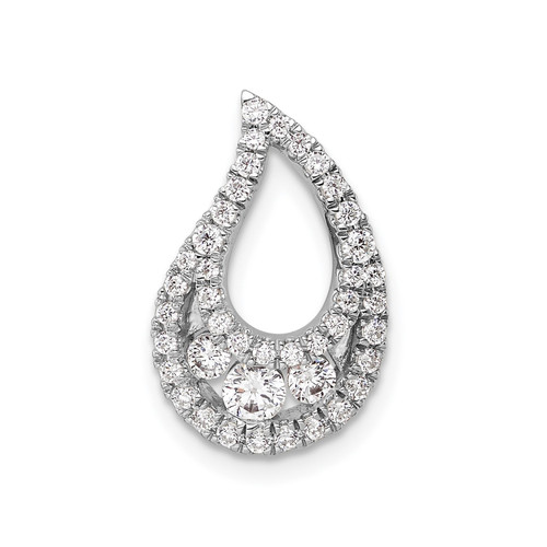 14k White Gold Lab Grown Diamond Teardrop Chain Slide Cluster Pendant 1/2 Ct.