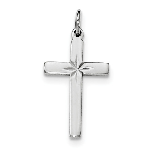 .925 Sterling Silver Flat Back Diamond Cut Cross Pendant