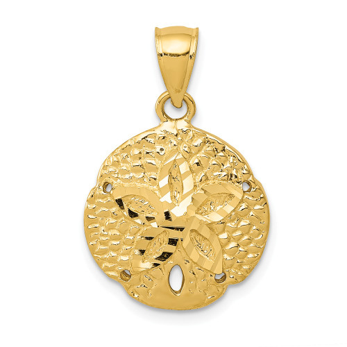 14k Yellow Gold Polished Solid Sand Dollar Sea Shell Beach Theme Charm Pendant