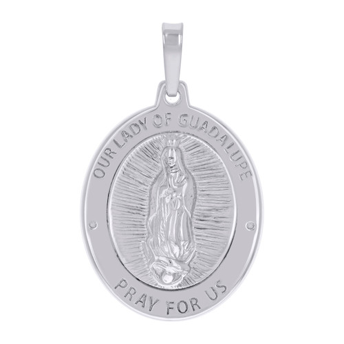 925 Sterling Silver Unisex Christianity Oval Frame Our Lady of Guadalupe Medallion Pendant Religious Symbol Charm