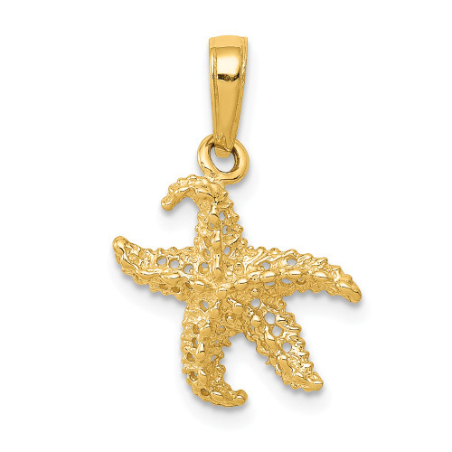 14k Yellow Gold Polished Casted Textured Open Back Starfish Charm Pendant