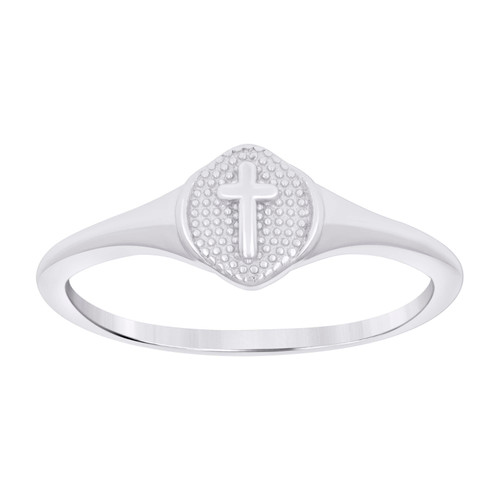 925 Sterling Silver Women's Polished 9.5mm Textured Cross Ring | Sizes 6 to 9