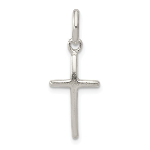 .925 Sterling Silver Polished & Solid Small Cross Charm