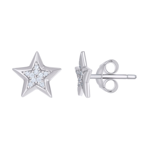 925 Sterling Silver Round Cut Cubic Zirconia Women's Push Back Star Stud Earrings