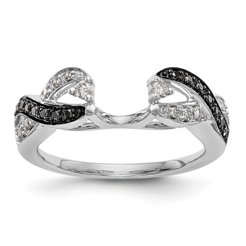 14k White Gold Black Diamond Engagement Wrap Ring Twisted Enhancer 1/5 Ct.
