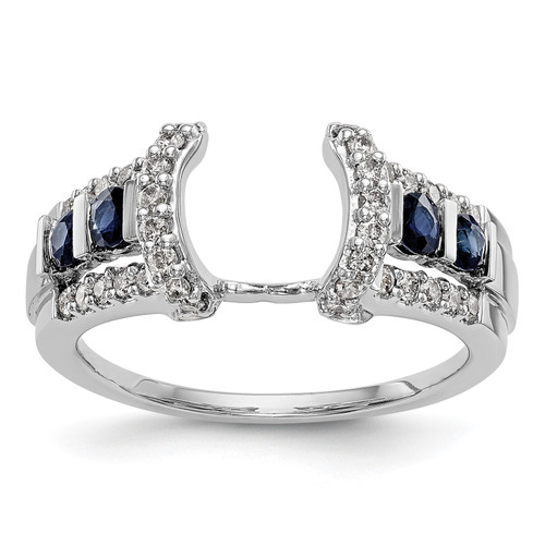 14k White Gold Sapphire Diamond Engagement Wrap Ring Solitaire Enhancer 0.71 TCW