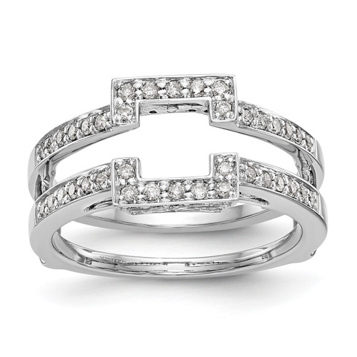 14k White Gold Round Diamond Engagement Enhancer Ring Square Wrap 3/8 Ct.