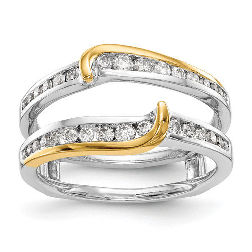 14k Two Tone Gold Channel Diamond Engagement Wrap Around Enhancer Ring 1/2 Ct.