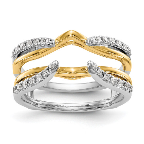 14k Two Tone Gold Round Diamond Engagement Enhancer Pointed Wrap Ring 1/4 Ct.