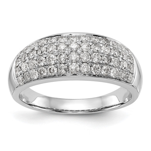 14k White Gold Round Diamond Wedding Band Domed 7.5mm Anniversary Ring 1 Ct.