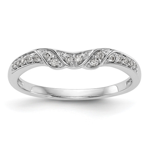 14k White Gold Diamond Wedding Band Ribbon Contour Anniversary Ring 1/10 Ct.