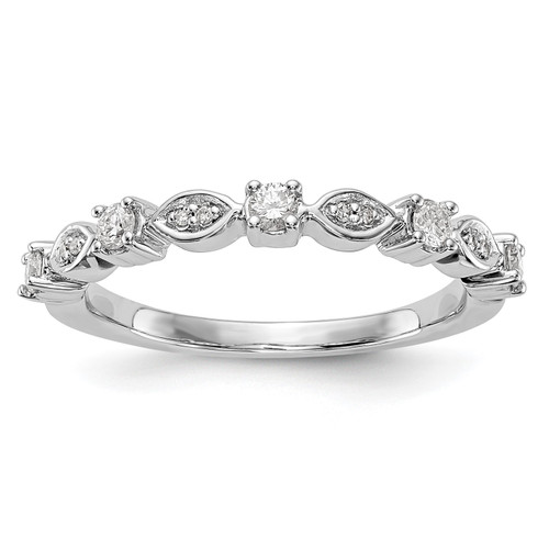 14k White Gold Round Diamond Wedding Band Oval Teardrop Anniversary Ring 1/4 Ct.