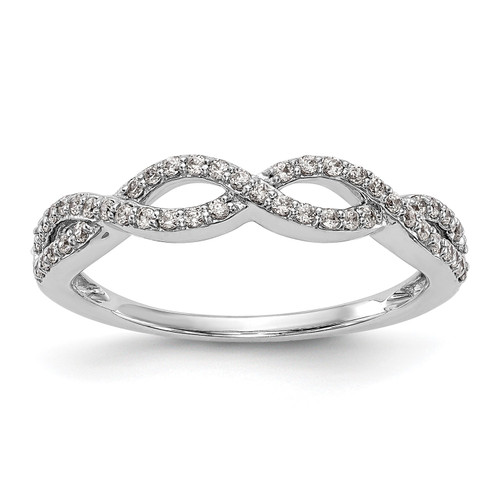 14k White Gold Diamond Wedding Band Braided infinity Anniversary Ring 1/4 Ct.