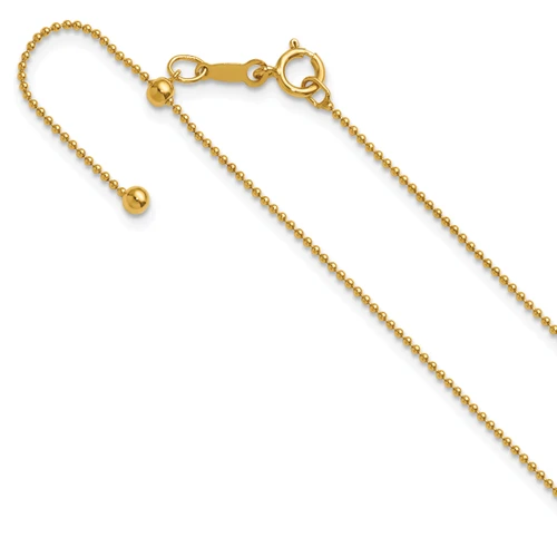 1/20 14k Yellow Gold Filled Lightweight 1mm Adjustable Ball / Beaded Chain | 22"