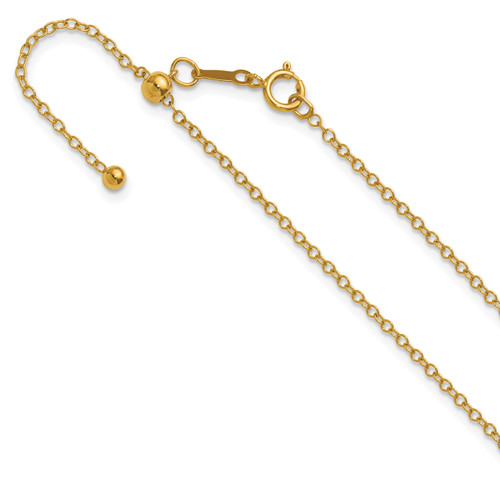 1/20 14k Yellow Gold Filled Lightweight 1.70mm Adjustable Cable Link Chain | 22"