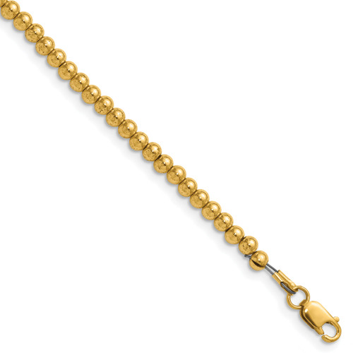 1/20 14k Yellow Gold Filled Hollow 3mm Ball / Beaded Chain | 16" + 2" Extension