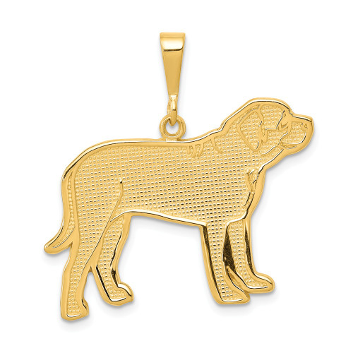 14k Yellow Gold Textured Back Polished Casted Solid Textured Mastiff Dog Charm