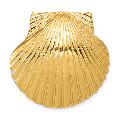 14K Yellow Gold Medium Sized Satin Scallop Shell Slide Fits up to 10mm Necklace