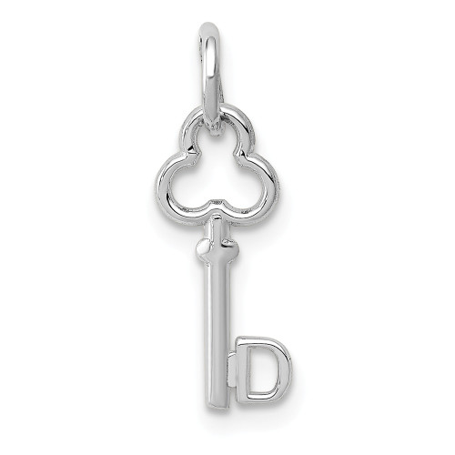 Gent's Ladies 14K White Gold Polished "D" with Key Charm Pendant For Necklace