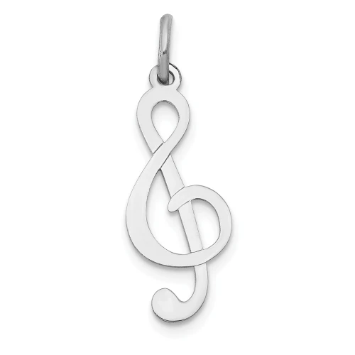 14K White Gold Polished Musical Treble Clef Fancy Charm Pendant For Necklace