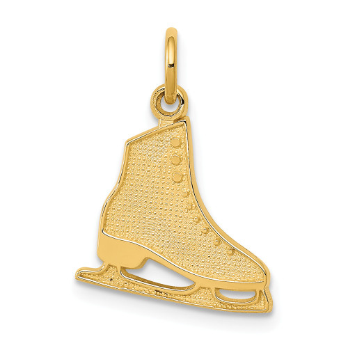14K Yellow Gold Polished Figure Skate Fashoin Flat Charm Pendant For Necklace