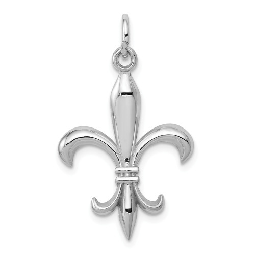 Ladies 14K White Gold Polished Fleur De Lis Casted Fashion Pendant For Necklace