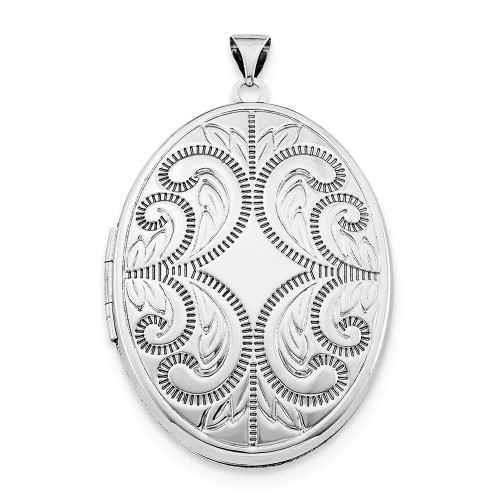 .925 Sterling Silver Polished Large 6 Picture 36mm Oval Scroll Locket