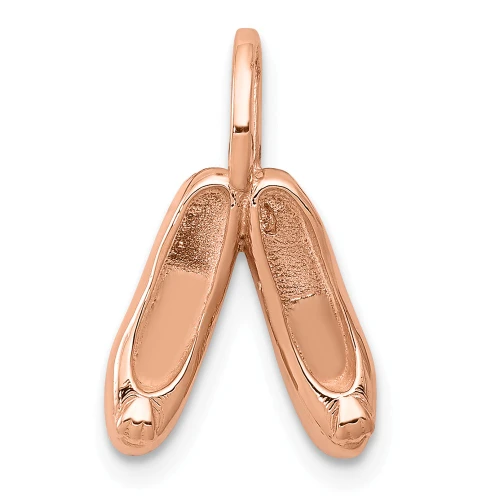 Women's Ladies 14K Rose Gold Polished Ballet Slipper Charm Pendant For Necklace