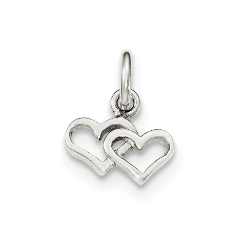 .925 Sterling Silver Polished Cut Out Plain Double Heart Charm