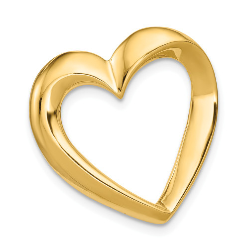 14K Yellow Gold Polished Heart Shape Omega Slide Fashion Pendant For Necklace