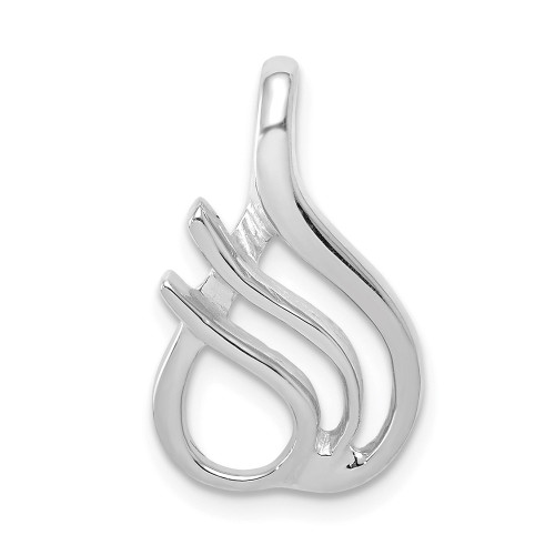 14K White Gold Casted & Solid Reversible Omega Slide Fits up to 2mm Necklace