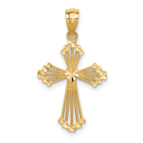 Ladies 14K Yellow Gold Passion Textured Crucifix Cross Religious Charm Pendant
