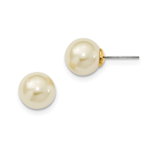 Cultura Glass Pearl Button Stud Post Earrings Push Back 1928 Boutique