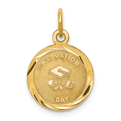14K Yellow Gold Graduation Day Brocaded Disc Die Struck Engraveable Pendant 14K Yellow Gold Graduation Day Brocaded Disc Die Struck Engraveable Pendant