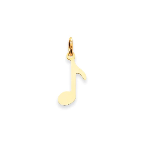 14K Yellow Gold Polished & Stamped Musical Note Fancy Charm Pendant For Necklace