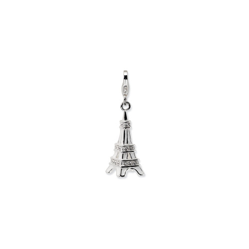 Crystals from Swarovski Eiffel Tower Charm Sterling Silver Clip On Amore La Vita
