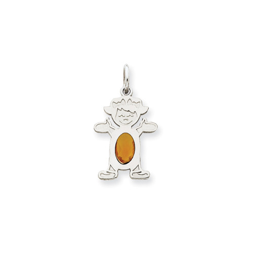 14K White Gold Polished November Birthstone 6x4mm Genuine Citrine Girl Pendant