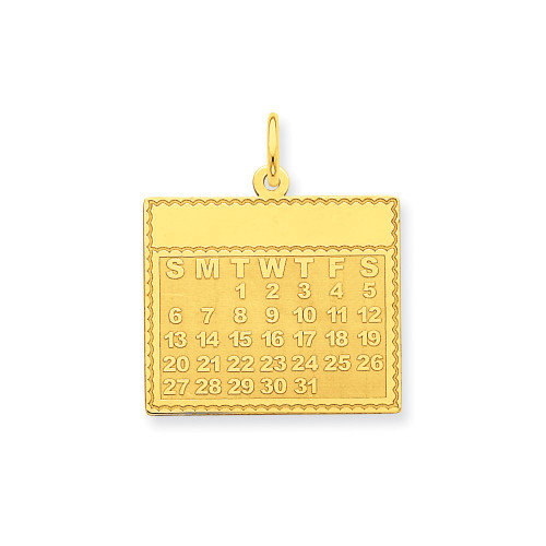 14k Yellow Gold Tuesday The First Day Calendar Pendant