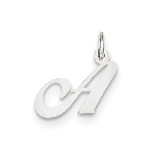Gent's Ladies 14K White Gold Small Fancy Script Initial "A" Pendant For Necklace