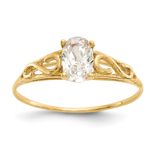 14K Yellow Gold Synthetic White Spinel Baby Ring Size 5 Madi K Childrens Jewelry